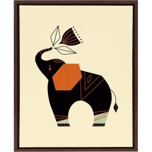 image:imageKate and Laurel Sylvie Modern Elephant Framed Canvas Wall Art by Amber Leaders 18x24 Walnut Brown Contemporary Home Decor for Animal Lovers