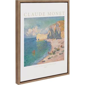 image:imageKate and Laurel Sylvie Poster Claude Monet tretat The Beach and the Falaise dAmont 1885 Framed Canvas Wall Art by The Art Institute of Chicago 18x24 Gold Decorative Museum Series Art Print