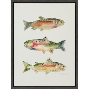 image:imageKate and Laurel Sylvie Rainbow Trout Framed Canvas Wall Art by Cathy Zhang 18x24 Gray Decorative Nature Art for Wall
