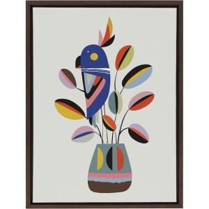 image:imageKate and Laurel Sylvie Rubber Plant Framed Canvas Wall Art by Rachel Lee of My Dream Wall 18x24 Brown Abstract Botanical Bird Art for Wall