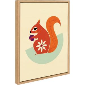 image:imageKate and Laurel Sylvie Squirrel Framed Canvas Wall Art by Amber Leaders Designs 18x24 Natural Colorful Animal Illustration Art for Wall