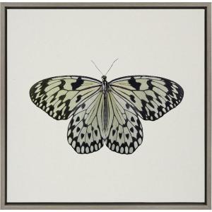 image:imageKate and Laurel Sylvie Two Tone Butterfly Framed Linen Textured Canvas Wall Art by Robert Cadloff of Bomobob 22x22 Gray Decorative Nature Themed Art Decor for Wall