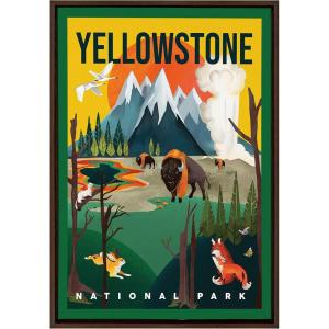 image:imageKate and Laurel Sylvie Yellowstone Park Framed Canvas Wall Art by The Whiskey Ginger 23x33 Brown Decorative Vintage Travel Art for Wall