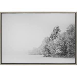 image:imageKate and Laurel x F2Images Collaboration Black and White Snow Day Framed Canvas Wall Art 23x33 Gray Snowy Winter Landscape Art Print for Wall