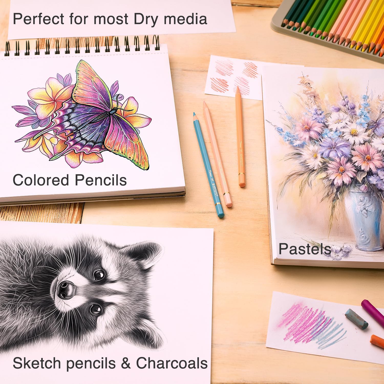 Artisto 9x12 Premium Sketch Book Set Spiral Bound Pack of 2 200 Sheets 100gm2 AcidFree Drawing Paper Ideal for Kids Teens ampamp AdultsSet of 1