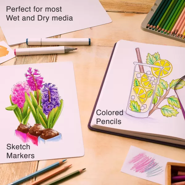 ARTISTO 85x11 Premium Hardcover Sketchbook  80 Sheets 125 GSM AcidFree Drawing Paper Hardbound Sketch Pad with Inner Pocket Elastic Closure and Bookmark RibbonViolet