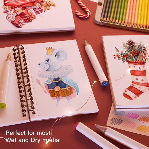 ARTISTO Premium Mixed Media Sketchbooks Pack of 3 180 Sheets 55x85 inches 160 GSM Spiral Bound Sketch Pads Suitable for a Variety of Wet and Dry Media Ideal for All Artists
