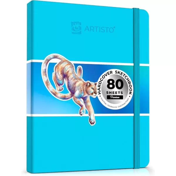 ARTISTO 85x11 Premium Hardcover Sketchbook  80 Sheets 125 GSM AcidFree Drawing Paper Hardbound Sketch Pad with Inner Pocket Elastic Closure and Bookmark RibbonBlue