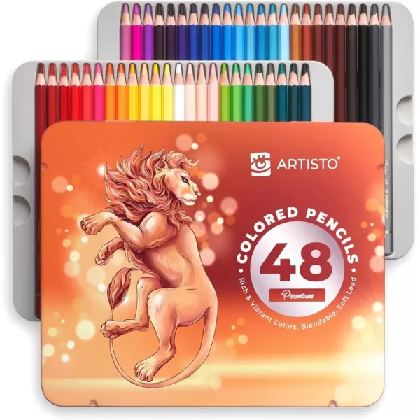Artisto Premium Colored Pencils Quality 38mm Soft Core Leads Rich ampamp Vibrant Colors Blendable Perfect for Beginner ampamp Advanced Artists 48 colors