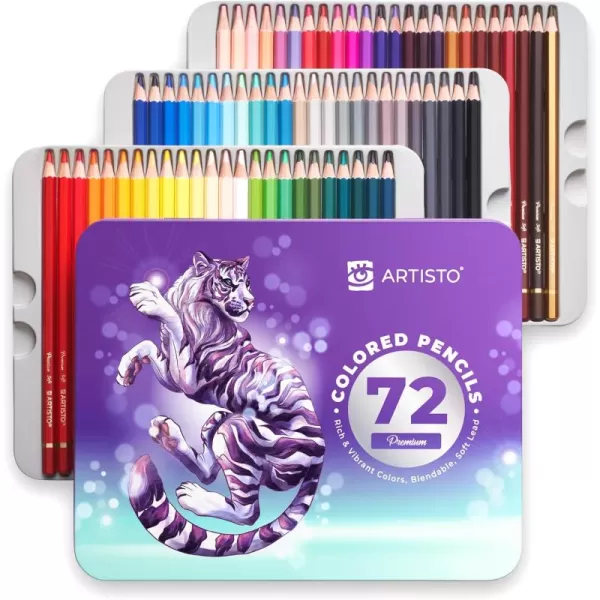 Artisto Premium Colored Pencils Quality 38mm Soft Core Leads Rich ampamp Vibrant Colors Blendable Perfect for Beginner ampamp Advanced Artists 72 colors