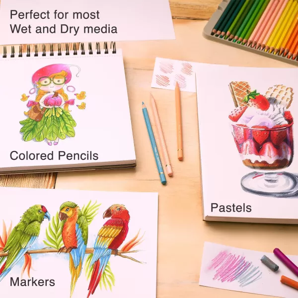 imageARTISTO Mixed Media Sketchbooks 55x85 ampamp Watercolor Pencils 72 Colors Bundle