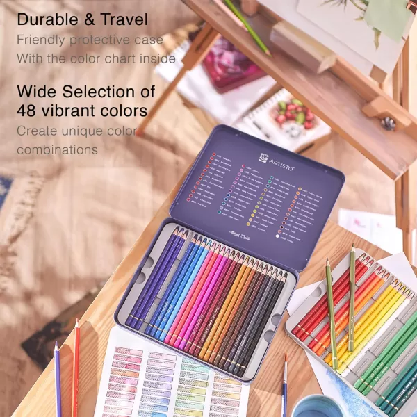 imageARTISTO Mixed Media Sketchbooks 9x12 ampamp Watercolor Pencils 48 Colors Bundle