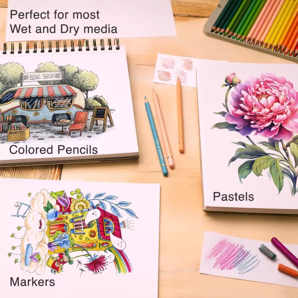 imageARTISTO Mixed Media Sketchbooks 9x12 ampamp Watercolor Pencils 72 Colors Bundle
