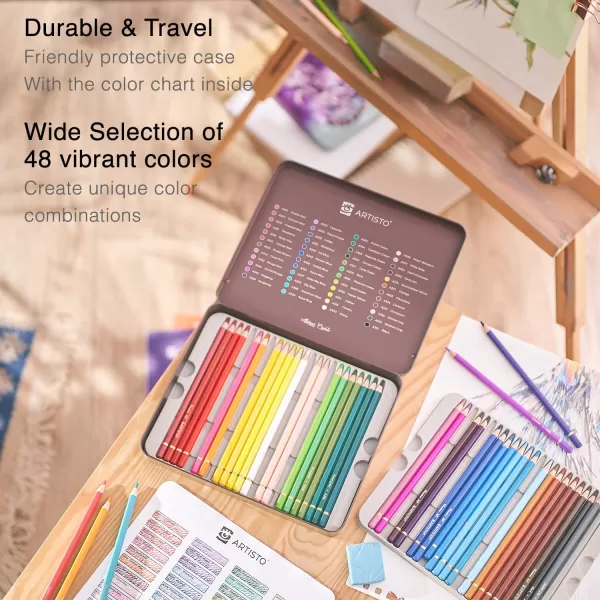 imageARTISTO Sketching Pads 9x12 ampamp Colored Pencils 48 Colors Bundle