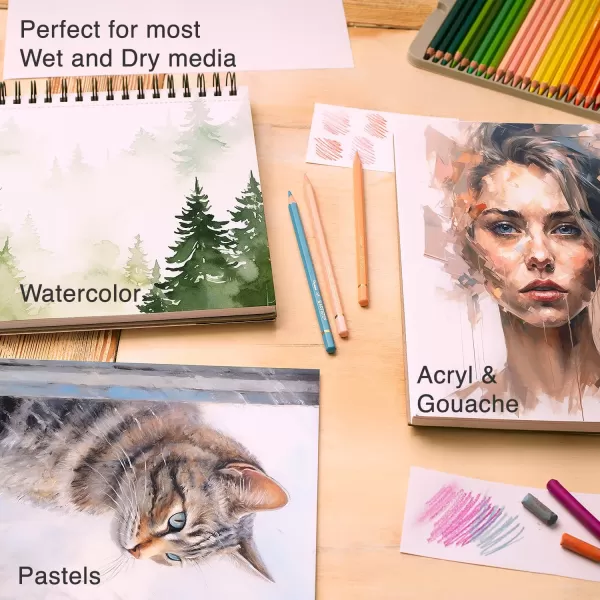 imageARTISTO Watercolor Pads 55x85 ampamp Watercolor Pencils 48 Colors Bundle