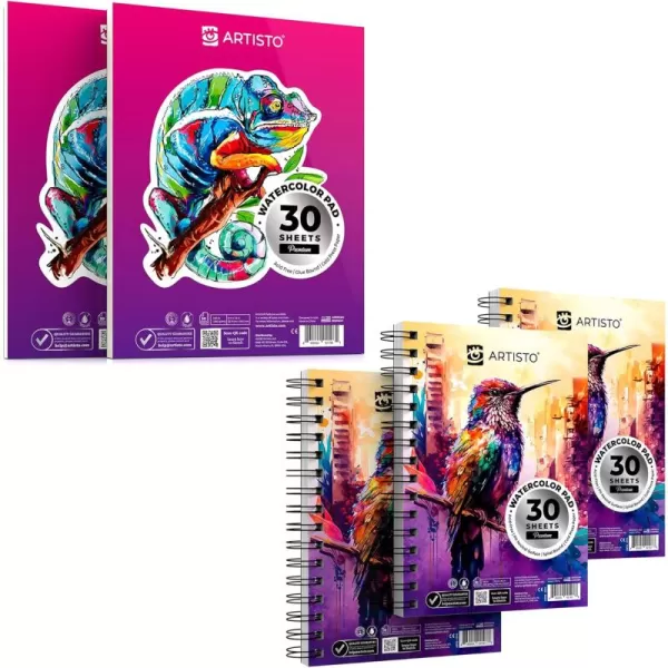 imageARTISTO Watercolor Pads 9x12quot ampamp Watercolor Pads 55x85quot Bundle