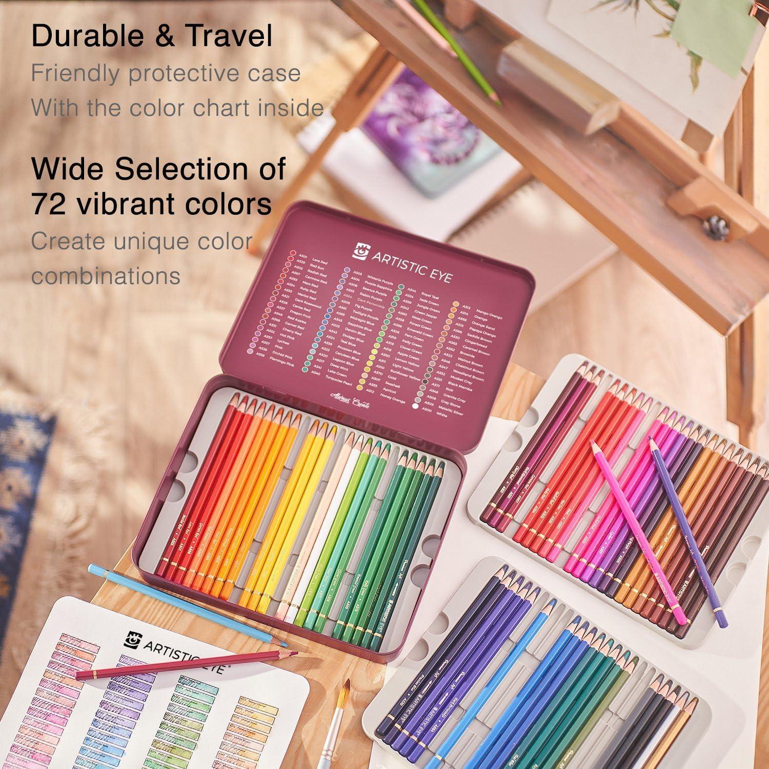 imagePremium Watercolor Pencils  Set of 72 Quality 35mm Soft Core Leads WaterSoluble Pencils Perfect for Beginner ampamp Advanced Artists