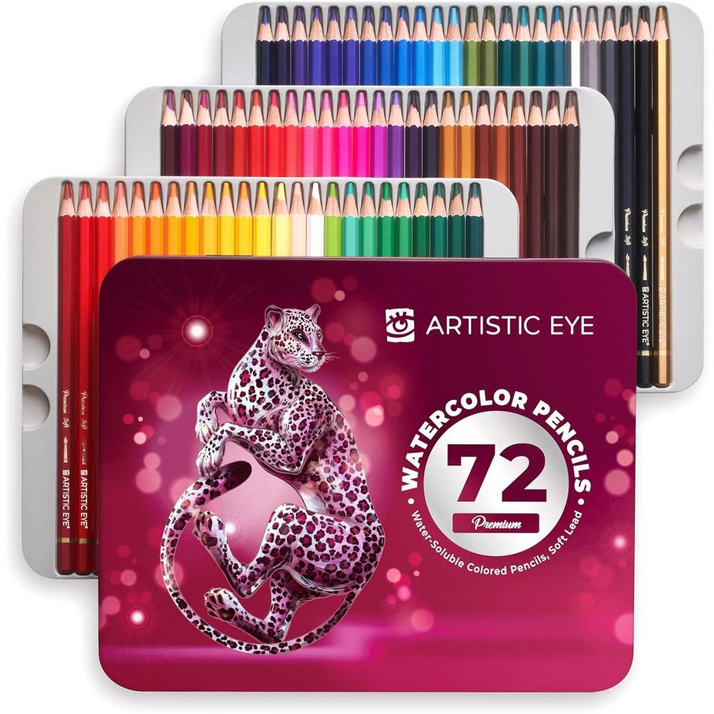 imagePremium Watercolor Pencils  Set of 72 Quality 35mm Soft Core Leads WaterSoluble Pencils Perfect for Beginner ampamp Advanced Artists