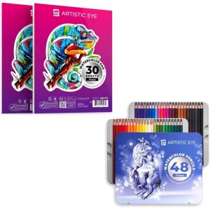 imageWatercolor Pads 9x12 ampamp Watercolor Pencils 48 colors Bundle