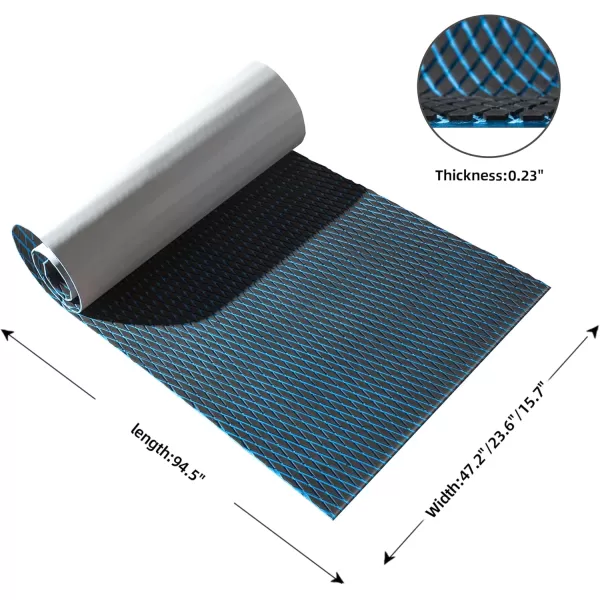 FOCEAN Boat Flooring  EVA Foam Boat Decking  Marine Flooring Marine Mats for Boats RV Yacht Kayak 945quotx 472quot236quot157quotBlack  Blue Lines