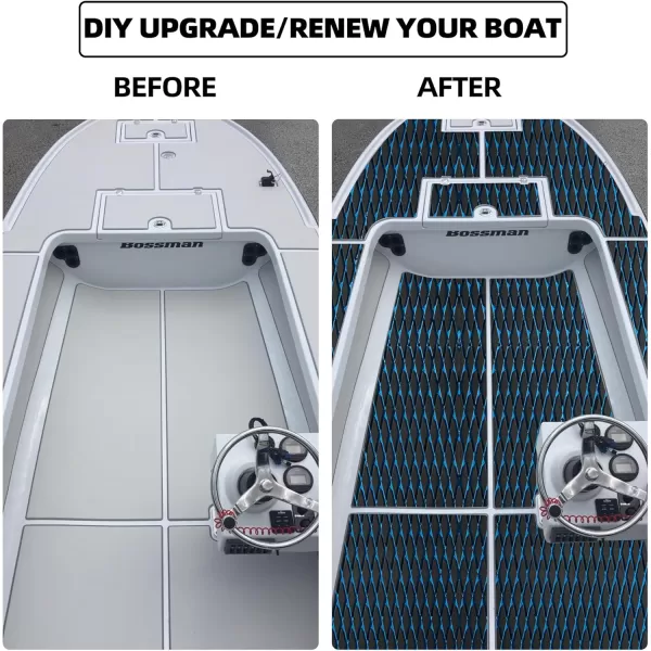 FOCEAN Boat Flooring  EVA Foam Boat Decking  Marine Flooring Marine Mats for Boats RV Yacht Kayak 945quotx 472quot236quot157quotBlack  Blue Lines