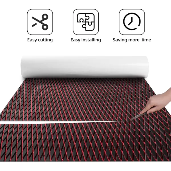 FOCEAN Boat Flooring  EVA Foam Boat Decking  Marine Flooring Marine Mats for Boats RV Yacht Kayak 945quotx 472quot236quot157quotBlack  Red Lines