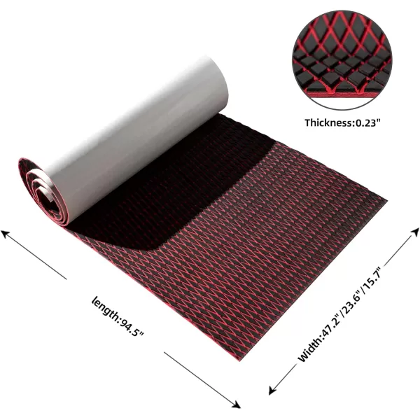 FOCEAN Boat Flooring  EVA Foam Boat Decking  Marine Flooring Marine Mats for Boats RV Yacht Kayak 945quotx 472quot236quot157quotBlack  Red Lines