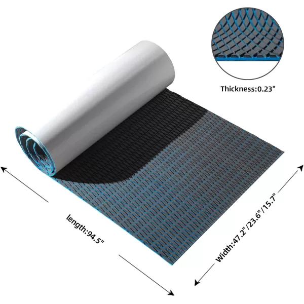FOCEAN Boat Flooring  EVA Foam Boat Decking  Marine Flooring Marine Mats for Boats RV Yacht Kayak 945quotx 472quot236quot157quotDark Grey  Blue Lines