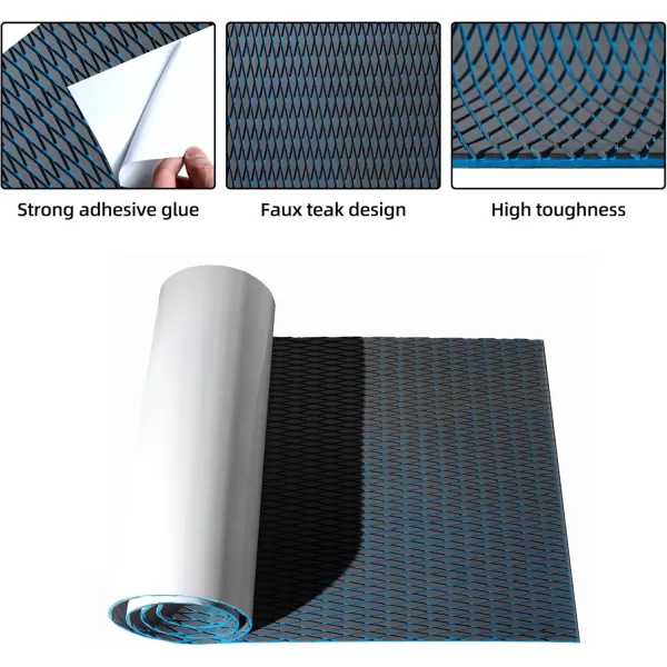 FOCEAN Boat Flooring  EVA Foam Boat Decking  Marine Flooring Marine Mats for Boats RV Yacht Kayak 945quotx 472quot236quot157quotDark Grey  Blue Lines
