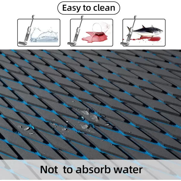 FOCEAN Boat Flooring  EVA Foam Boat Decking  Marine Flooring Marine Mats for Boats RV Yacht Kayak 945quotx 472quot236quot157quotDark Grey  Blue Lines