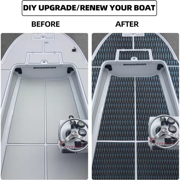 FOCEAN Boat Flooring  EVA Foam Boat Decking  Marine Flooring Marine Mats for Boats RV Yacht Kayak 945quotx 472quot236quot157quotDark Grey  Blue Lines
