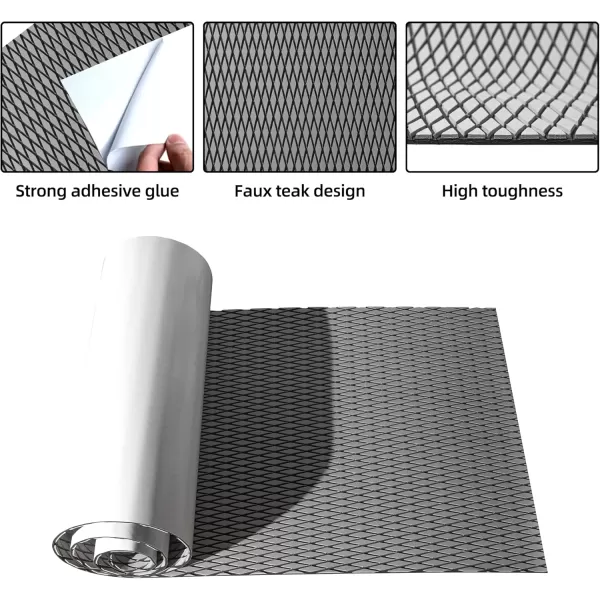 FOCEAN Boat Flooring  EVA Foam Boat Decking  Marine Flooring Marine Mats for Boats RV Yacht Kayak 945quotx 472quot236quot157quotGrey  Black Lines
