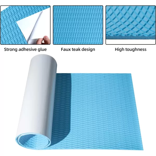 FOCEAN Boat Flooring  EVA Foam Boat Decking  Surfboard Traction Pads SelfAdhesive Sheet for Skateboard Skimboard RV Yacht Kayak 945x 472 BlackSky Blue