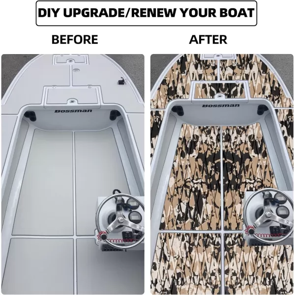 FOCEAN Boat Flooring EVA Foam Boat Decking Camo Marine Flooring SelfAdhesive Boat Mat Boat Carpet for Motorboat RV Yacht Kayak Surfboard 945quot x 472quot236quot157quotDesert Camo