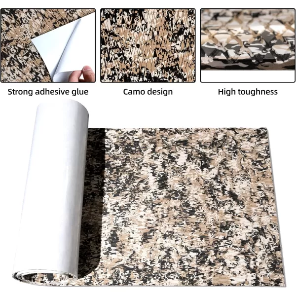 FOCEAN Boat Flooring EVA Foam Boat Decking Camo Marine Flooring SelfAdhesive Boat Mat Boat Carpet for Motorboat RV Yacht Kayak Surfboard 945quot x 472quot236quot157quotDesert Camo