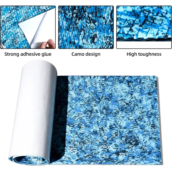 FOCEAN Boat Flooring EVA Foam Boat Decking Camo Marine Flooring SelfAdhesive Boat Mat Boat Carpet for Motorboat RV Yacht Kayak Surfboard 945quot x 472quot236quot157quotOcean Camo