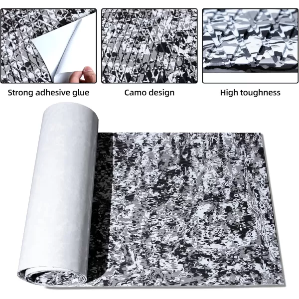FOCEAN Boat Flooring EVA Foam Boat Decking Camo Marine Flooring SelfAdhesive Boat Mat Boat Carpet for Motorboat RV Yacht Kayak Surfboard 945quot x 472quot236quot157quotSnow Camo