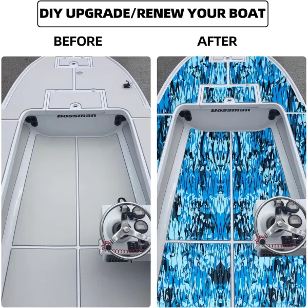 FOCEAN Boat Flooring EVA Foam Boat Decking Camo Marine Flooring SelfAdhesive Boat Mat Boat Carpet for Motorboat RV Yacht Kayak Surfboard 945quot x 472quot236quot157quotOcean Camo