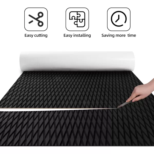 FOCEAN Boat Flooring EVA Foam Boat Decking Camo Marine Flooring SelfAdhesive Boat Mat Boat Carpet for Motorboat RV Yacht Kayak Surfboard 945quot x 472quot236quot157quotBlack