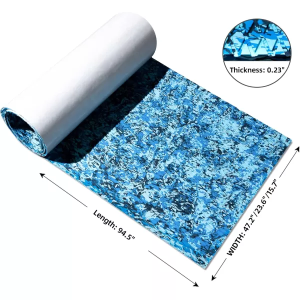 FOCEAN Boat Flooring EVA Foam Boat Decking Camo Marine Flooring SelfAdhesive Boat Mat Boat Carpet for Motorboat RV Yacht Kayak Surfboard 945quot x 472quot236quot157quotOcean Camo