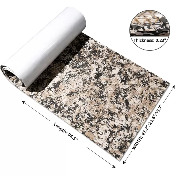 FOCEAN Boat Flooring EVA Foam Boat Decking Camo Marine Flooring SelfAdhesive Boat Mat Boat Carpet for Motorboat RV Yacht Kayak Surfboard 945quot x 472quot236quot157quotDesert Camo