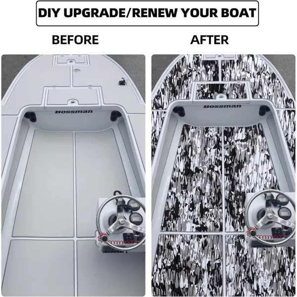 FOCEAN Boat Flooring EVA Foam Boat Decking Camo Marine Flooring SelfAdhesive Boat Mat Boat Carpet for Motorboat RV Yacht Kayak Surfboard 945quot x 472quot236quot157quotSnow Camo