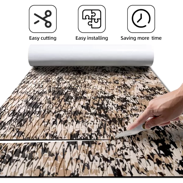 FOCEAN Boat Flooring EVA Foam Boat Decking Camo Marine Flooring SelfAdhesive Boat Mat Boat Carpet for Motorboat RV Yacht Kayak Surfboard 945quot x 472quot236quot157quotDesert Camo