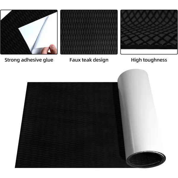 FOCEAN Boat Flooring EVA Foam Boat Decking Camo Marine Flooring SelfAdhesive Boat Mat Boat Carpet for Motorboat RV Yacht Kayak Surfboard 945quot x 472quot236quot157quotBlack