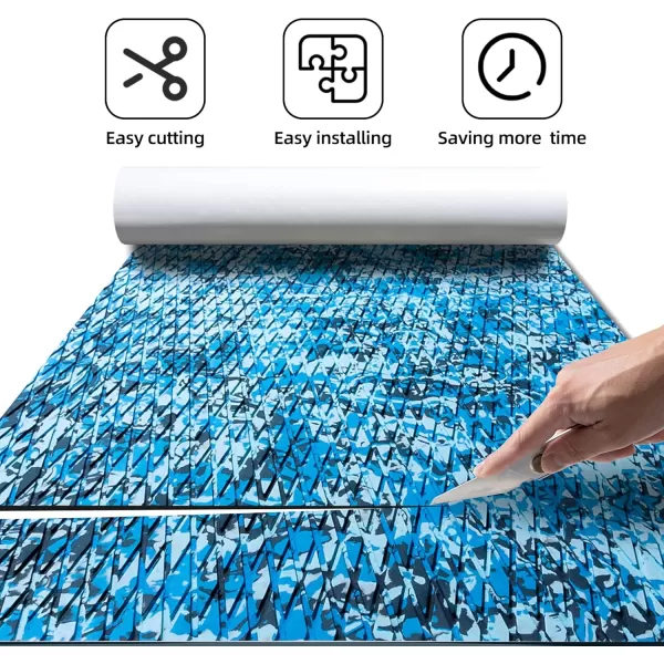 FOCEAN Boat Flooring EVA Foam Boat Decking Camo Marine Flooring SelfAdhesive Boat Mat Boat Carpet for Motorboat RV Yacht Kayak Surfboard 945quot x 472quot236quot157quotOcean Camo