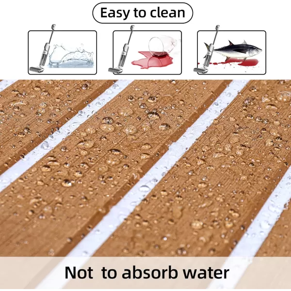 FOCEAN Boat Flooring EVA Foam Boat Decking Faux Teak Marine Flooring Boat Mat Boat Carpet Sheet for Motorboat RV Yacht Kayak Surfboard 945quotx 472quot354quot236quot157quotBrown With White Seam Lines