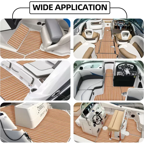 FOCEAN Boat Flooring EVA Foam Boat Decking Faux Teak Marine Flooring Boat Mat Boat Carpet Sheet for Motorboat RV Yacht Kayak Surfboard 945quotx 472quot354quot236quot157quotBrown With White Seam Lines