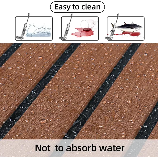 FOCEAN Boat Flooring EVA Foam Boat Decking Faux Teak Marine Flooring Boat Mat Boat Carpet Sheet for Motorboat RV Yacht Kayak Surfboard 945quotx 472quot354quot236quot157quotDark Brown With Black Seam Lines