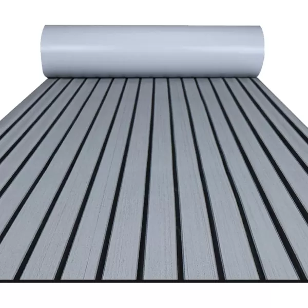 FOCEAN Boat Flooring EVA Foam Boat Decking Faux Teak Marine Flooring Boat Mat Boat Carpet Sheet for Motorboat RV Yacht Kayak Surfboard 945quotx 472quot354quot236quot157quotGrey With Black Seam Lines