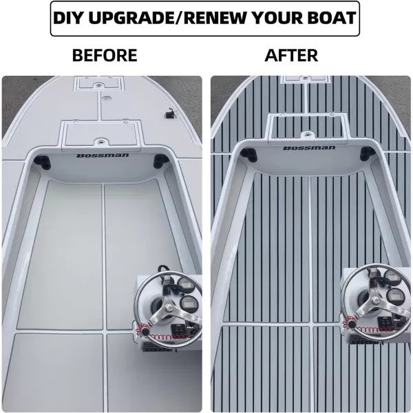FOCEAN Boat Flooring EVA Foam Boat Decking Faux Teak Marine Flooring Boat Mat Boat Carpet Sheet for Motorboat RV Yacht Kayak Surfboard 945quotx 472quot354quot236quot157quotGrey With Black Seam Lines
